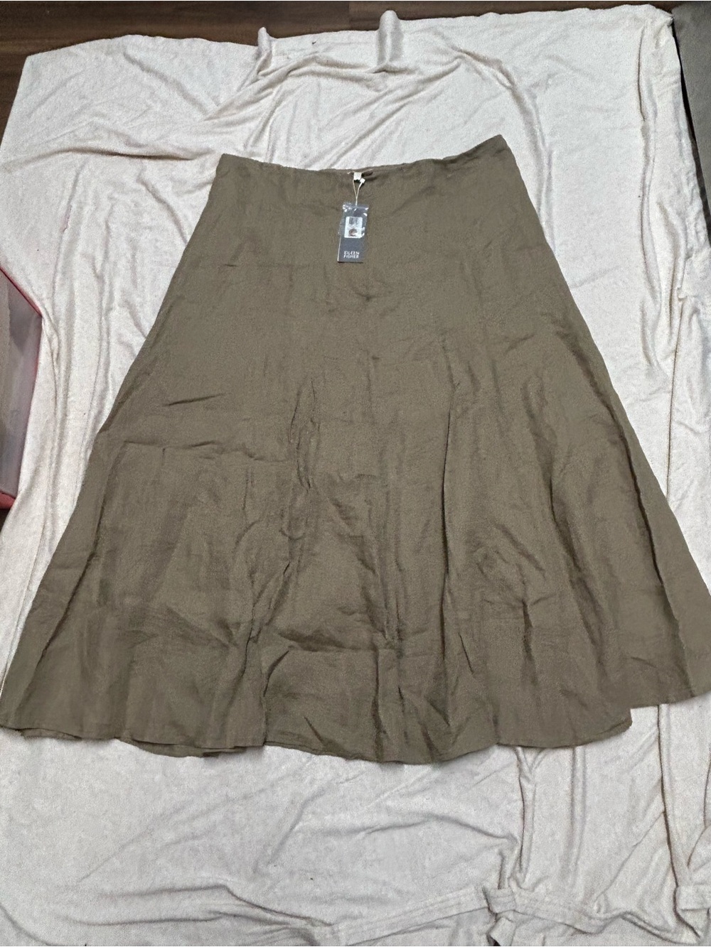 NWT Eileen Fisher 100% Irish Linen Maxi Skirt Natural Neutral Lagenlook Relaxed